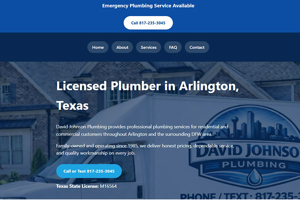 David Johnson Plumbing website design